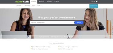Screenshot of Name.com domain registrations