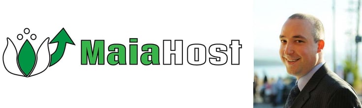 Image of Venetsian Jakimov and the MaiaHost logo