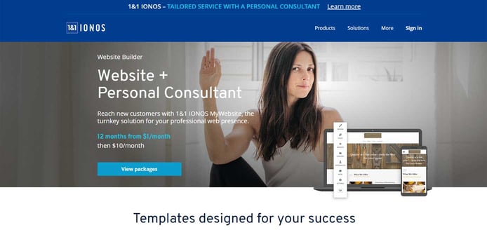 Screenshot of 1&1 IONOS website Screenshot of 1&1 IONOS website