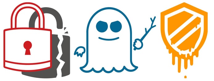 Foreshadow, Spectra, and Meltdown logos Foreshadow, Spectra, and Meltdown logos