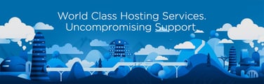Banner reading "World Class Hosting Service. Uncompromising Support"
