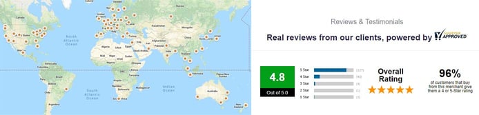 Map of Aspiration Hosting's CDN points-of-presence as well as information about the company's reviews