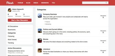 Screenshot of Plush Forums interface Screenshot of Plush Forums interface