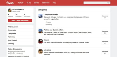 Screenshot of Plush Forums interface