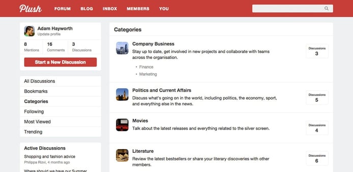 Screenshot of Plush Forums interface Screenshot of Plush Forums interface