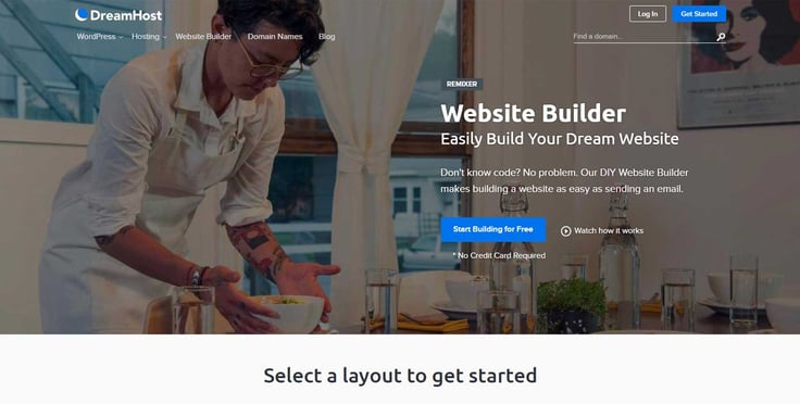 Screenshot of DreamHost website