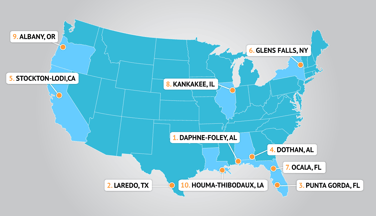 Map of least tech-savvy cities in America