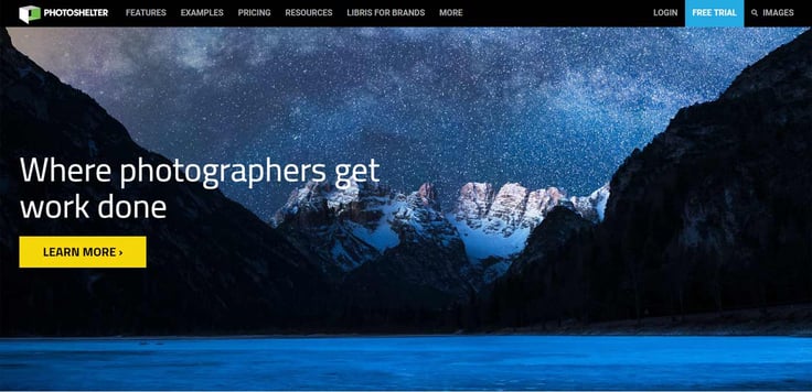 Screenshot of PhotoShelter website