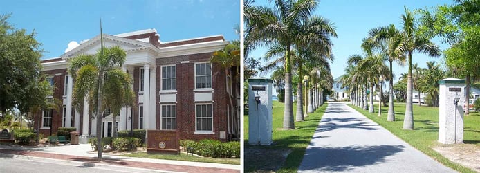Images of Punta Gorda city hall and Villla Bianca