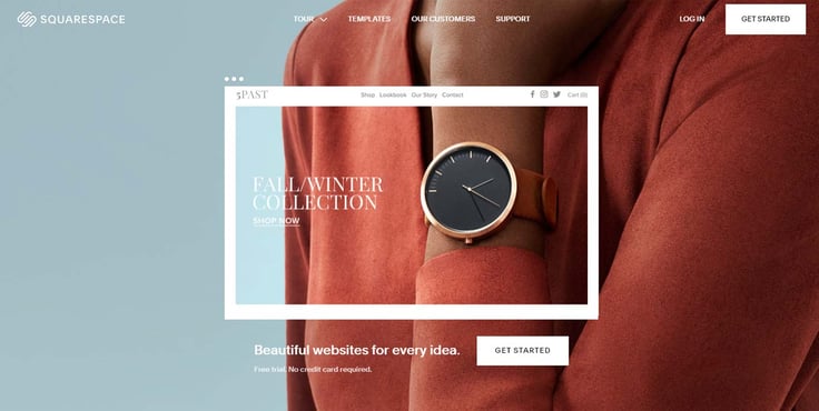 Screenshot of Squarespace website