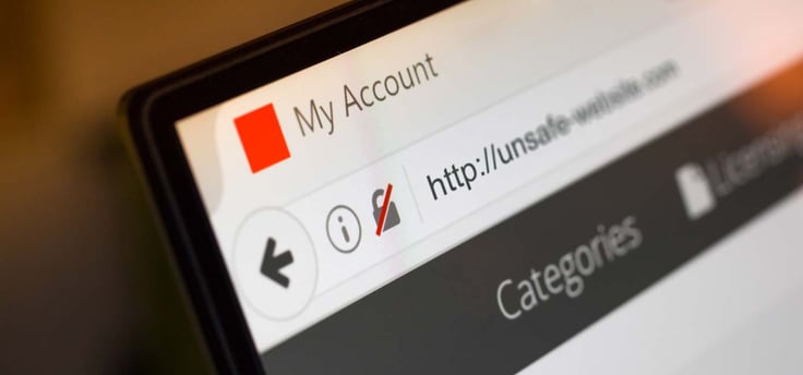 Image of a web browser navigating to an unsecured website