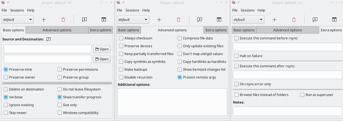 Screenshots of Grsync interface Screenshots of Grsync interface