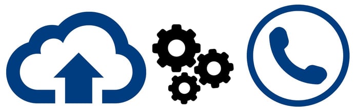 Icons depicting cloud hosting, settings, and support Icons depicting cloud hosting, settings, and support
