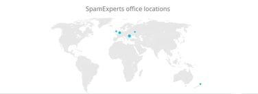 A map of SpamExperts offices