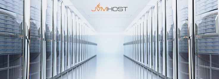 Photo of a datacenter with JVM Host logo Photo of a datacenter with JVM Host logo
