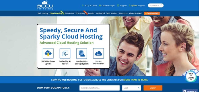 Screenshot of AccuWebHosting's cloud hosting website Screenshot of AccuWebHosting's cloud hosting website
