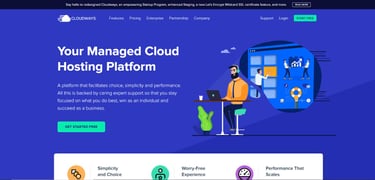 Screenshot of Cloudways cloud hosting website