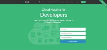 Screenshot of Linode cloud hosting website