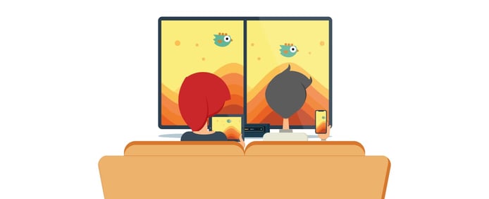 Graphic representing AirServer's multiplayer gaming functionality Graphic representing AirServer's multiplayer gaming functionality