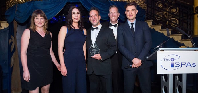 Photo of Storm Internet team accepting an ISPA award