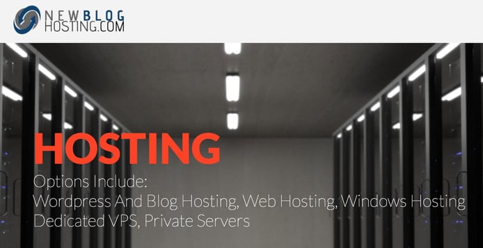Screenshot of New Blog Hosting homepage
