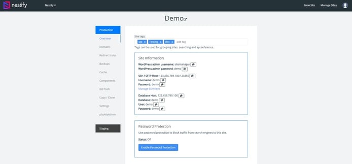 Screenshot of Nestify's dashboard Screenshot of Nestify's dashboard