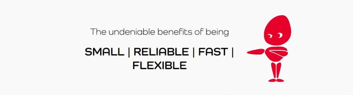 The undeniable benefits of being small, reliable, fast, and flexible The undeniable benefits of being small, reliable, fast, and flexible