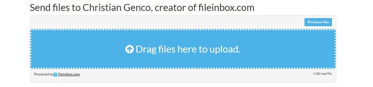 Screenshot of upload form