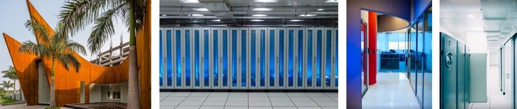 Collage of photos of HostNamaste datacenters