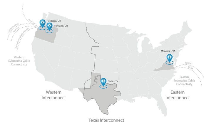 Opus Interactive datacenter map graphic Opus Interactive datacenter map graphic