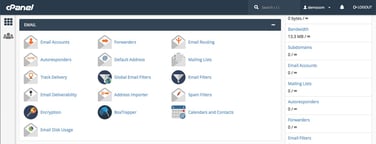 Screenshot of cPanel section of email tools