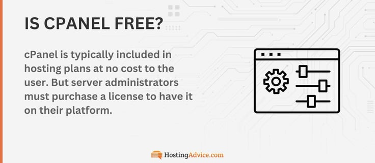 cPanel is typically included in hosting plans at no cost to the user. But server administrators must purchase a license to have it on their platforms.