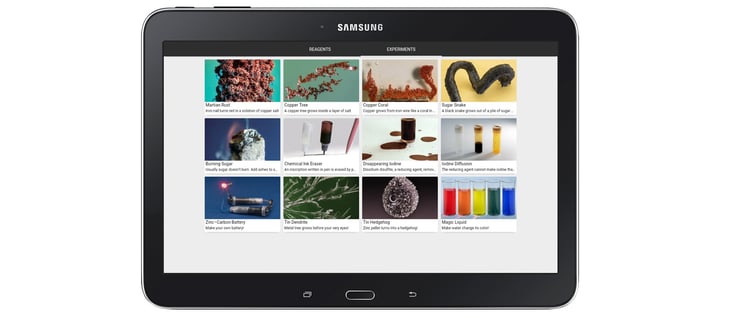 Experiment list on an Android tablet Experiment list on an Android tablet