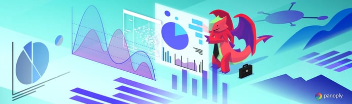 Panoply's mascot completing data management tasks Panoply's mascot completing data management tasks