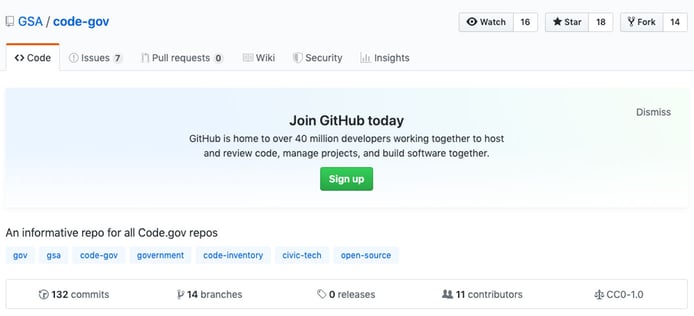 Code.gov GitHub repo Code.gov GitHub repo