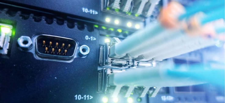 Image of wires going into a server