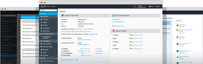 Screenshots of the Plesk dashboard