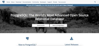 Screenshot of PostgreSQL website