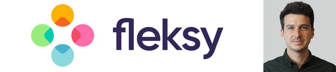 Fleksy logo and photo of Head of Marketing Stephane Dussart Fleksy logo and photo of Head of Marketing Stephane Dussart