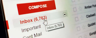 Image of an email inbox on a computer screen