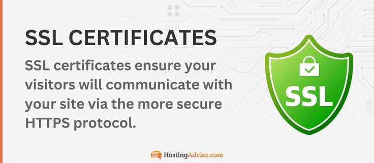 SSL certificates ensure your visitors will communicate with your site via the more secure HTTPS protocol.