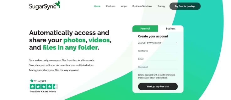 Screenshot of Sugarsync