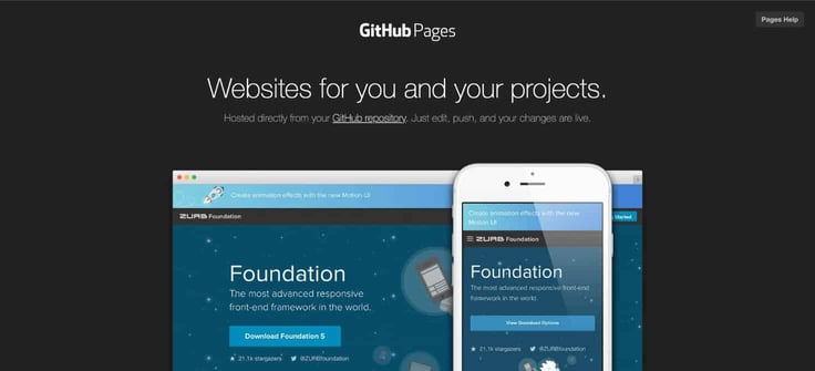Github pages website screenshot
