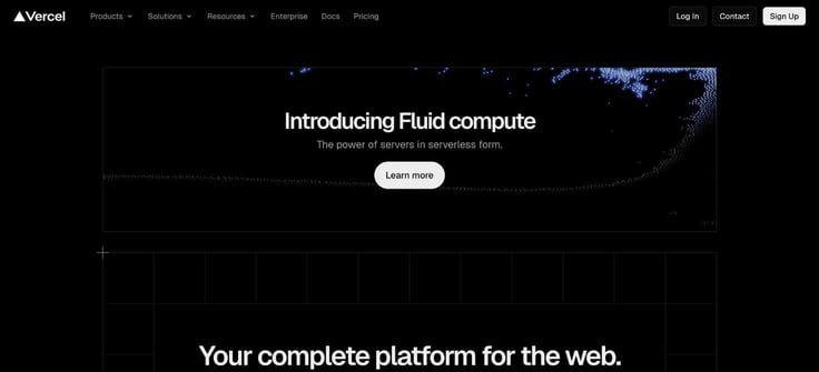 Vercel homepage screenshot
