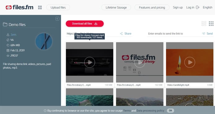 Files.fm demo screenshot Files.fm demo screenshot