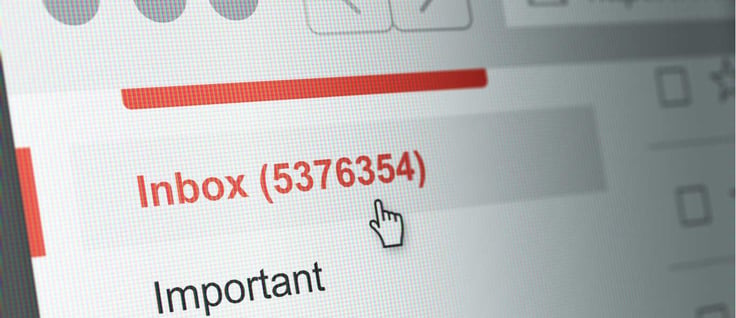 Screenshot of email inbox