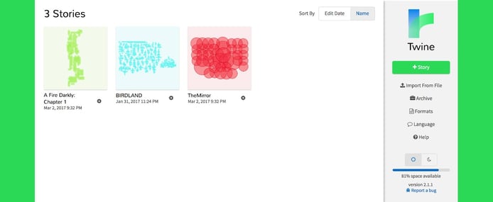 Twine screenshot Twine screenshot