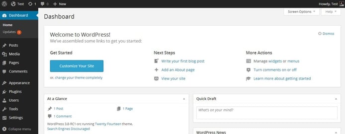 Screenshot of WordPress dashboard Screenshot of WordPress dashboard