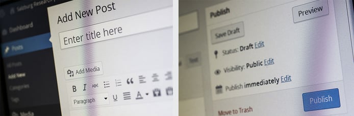 Screenshots of the WordPress editing interface