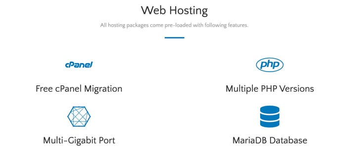 Screenshot of Host Mayo included features